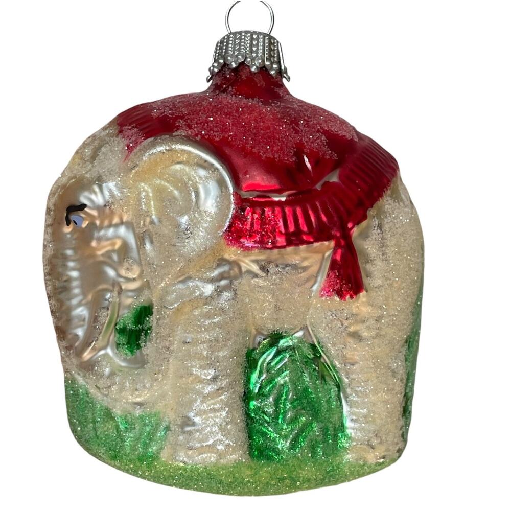 Mercury Glass Circus Elephant Ornament Kreg Germany Sugared Blown Christmas